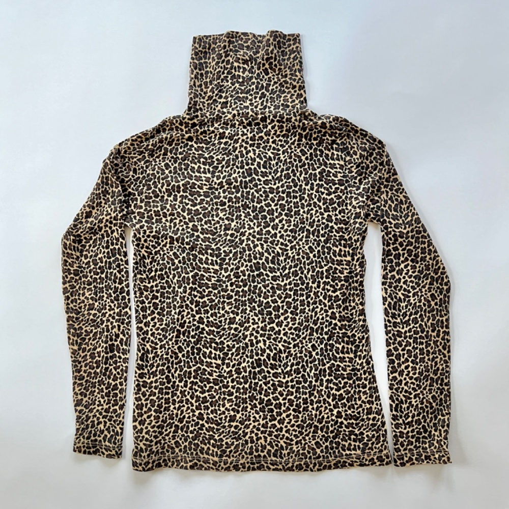 Crewcuts Leopard Print Long Sleeve Cotton Turtleneck - Kids Size 12